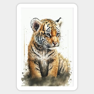 Cute Watercolor Tiger Baby Aesthetic Animal Art Painting Sticker